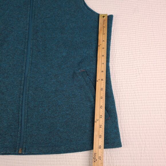 Orvis Vest Womens M Teal Blue/ Green Wool Blend Fleece Sweater Full Zip *read - Picture 6 of 14